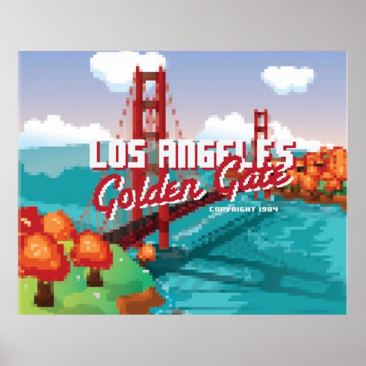 Classic 1980s L.A Golden Gate Video game box art. Poster (Voorkant)