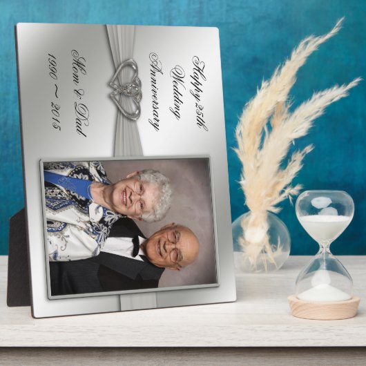 Classic 25th Wedding Jubileum Foto Plaque Fotoplaat (Zijkant)