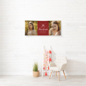 Classic 2-Photo Script Coquette Graduation Party Spandoek (Insitu)