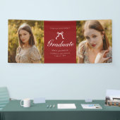 Classic 2-Photo Script Coquette Graduation Party Spandoek (Beurs)