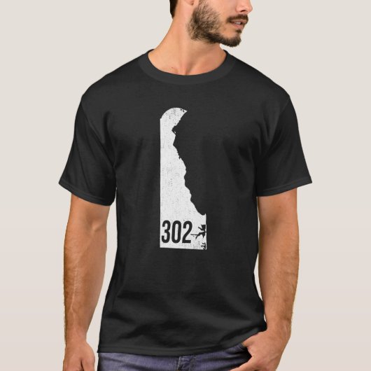 Classic 302 Delaware Pride Outline State Area Code T-shirt (Voorkant)