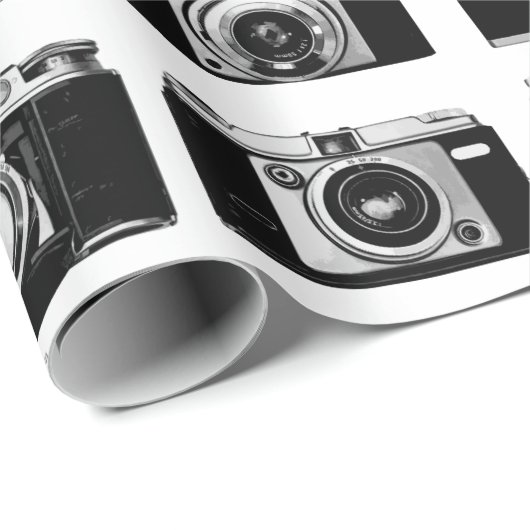 CLASSIC 35 mm FOTO FILM CAMERAS PATROON Cadeaupapier (Rol Hoek)