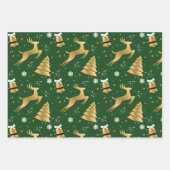 Classic 3 Colour Gold-kerstrenderpatroon Inpakpapier Vel (Voorkant)