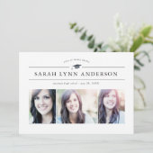 Classic 3 Uitnodiging voor fotoafstudeerfeest (Staand voorkant)