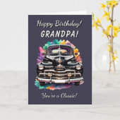 Classic 40's Auto Opa Je bent een Classic Verjaard Kaart (Gele Bloem)