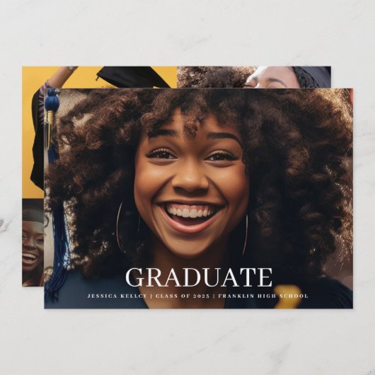 Classic 4 Fototypografie Afstuderen aankondiging (Voorkant / Achterkant)