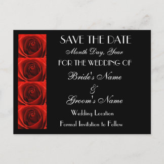 Classic 4 Red Roses Save the Date Wedding Briefkaa Aankondigingskaart