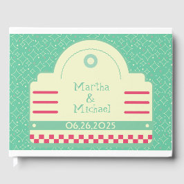 Classic 50s Diner Graphic Wedding Guest Book Gastenboek