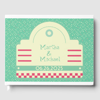 Classic 50s Diner Graphic Wedding Guest Book Gastenboek