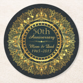 Classic 50ste bruiloft Jubileum Ronde Kartonnen Onderzetter