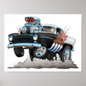 Classic 55 Hot-Rod Funny Car-Cartoon Poster (Voorkant)