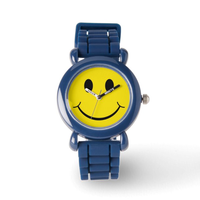 Classic 70's Geel Happy Face polshorloge Horloge (Voorkant)