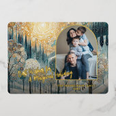 Classic Abstract Winter Wonderland Art Gold Folie Feestdagenkaart (Voorkant)