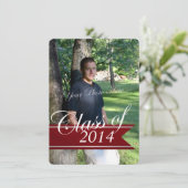 Classic Afstudeerder 2014 Varsity Banner Rood Foto Aankondiging (Staand voorkant)