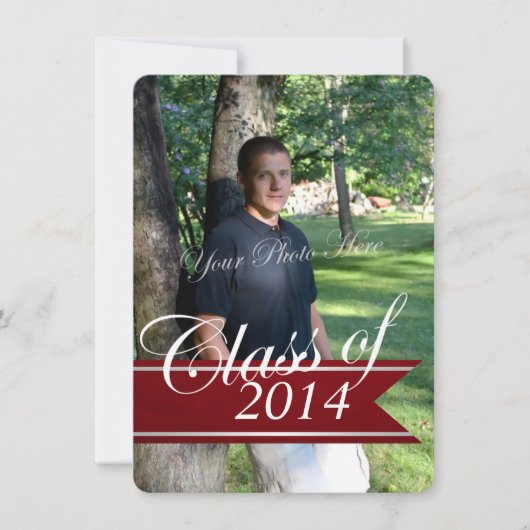 Classic Afstudeerder 2014 Varsity Banner Rood Foto Aankondiging (Voorkant)
