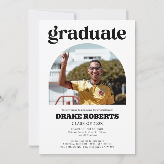 Classic Afstuderen Aankondiging en Uitnodiging voo (Achterkant)