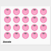 Classic Afstuderen Adreslabel (roze) Ronde Sticker (Vel)