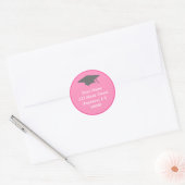 Classic Afstuderen Adreslabel (roze) Ronde Sticker (Envelop)