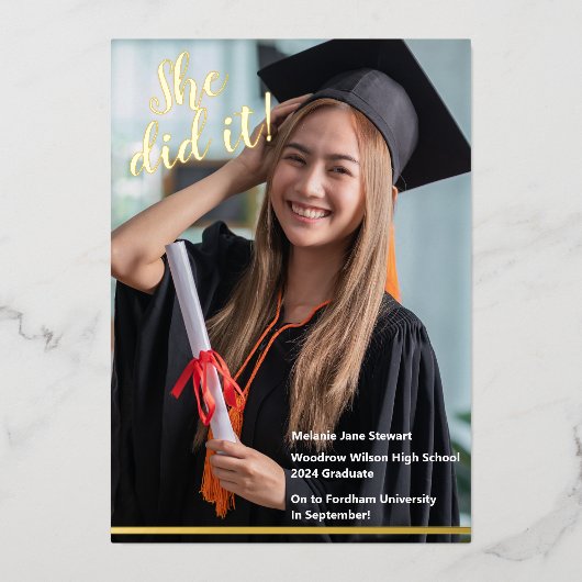 Classic Afstuderen foto Folie Aankondiging (Voorkant)