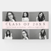 Classic Afstuderen Fotocollage met Naam Blush Spandoek (Horizontaal)