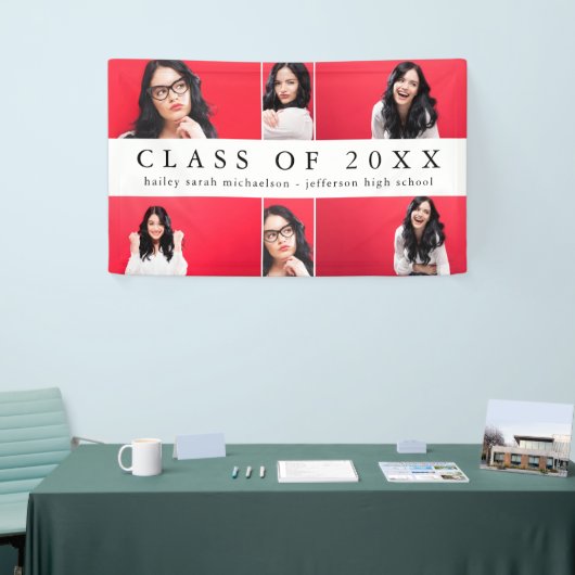 Classic Afstuderen Fotocollage met Naam Zwart Spandoek (Beurs)