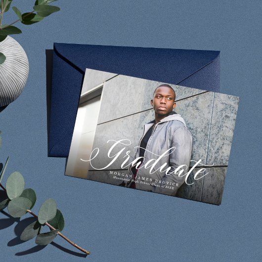 Classic afstuderen script horizontaal marine afstu aankondiging