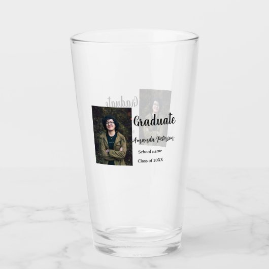 Classic afstuderen Voeg foto toe Naam klasse jaar Glas (Voorkant)