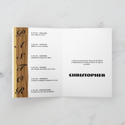 Classic Aged Paper Pastor Appreciation Card Kaart (Binnen)