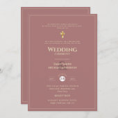 CLASSIC All-in-1 Dusty Roos Gold katholieke bruilo Kaart (Voorkant / Achterkant)