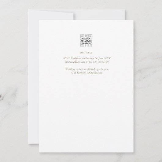 CLASSIC All-in-1 White Gold Text katholieke bruilo Kaart (Achterkant)