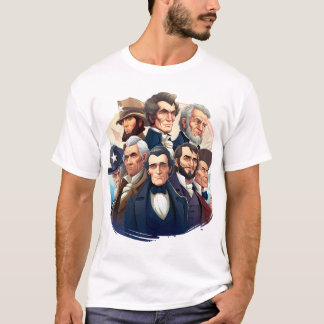 Classic American Presidents Portrait Graphic Tee T-shirt