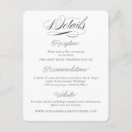 Classic Ampersand Invitation Informatie Kaarten (Voorkant)