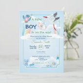 Classic and cute Stork Baby Shower Invitation Kaart (Staand voorkant)