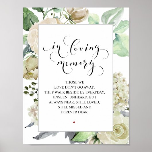 Classic and Elegant Wedding Memorial Table Sign Poster (Voorkant)