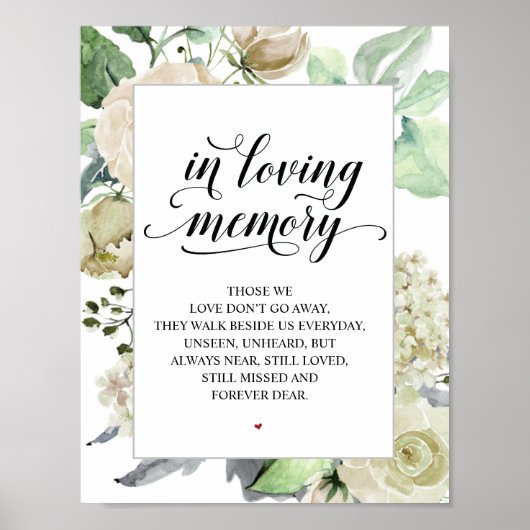 Classic and Elegant Wedding Memorial Table Sign Poster (Voorkant)