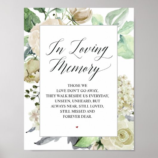 Classic and Elegant Wedding Memorial Table Sign Poster (Voorkant)