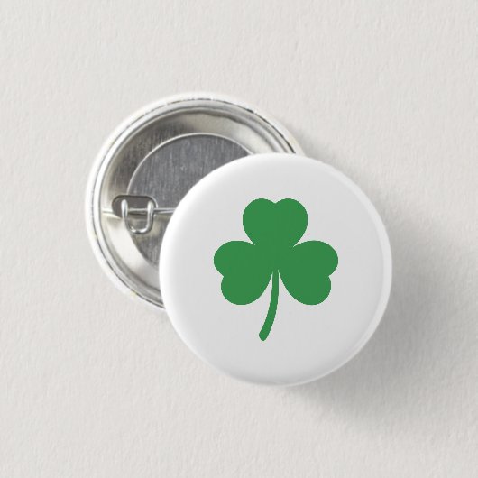 Classic and Lucky Three Leaf Clover Round Button  (Voorkant /achterkant)
