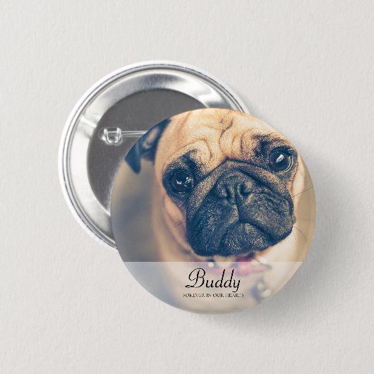 Classic and Simple Pet Photo Memorial Ronde Button 5,7 Cm (Voorkant /achterkant)