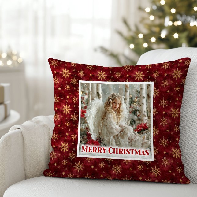 Classic Angel Red Gold Personalized Best Christmas Kussen (Classic Angel Red Gold Personalized Best Christmas Pillow

)