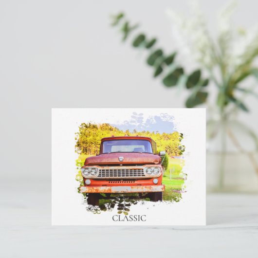 *~* Classic  Antiek Rusty TRUCK Briefkaart (Staand voorkant)