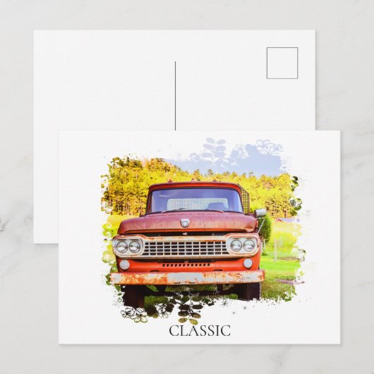 *~* Classic  Antiek Rusty TRUCK Briefkaart (Voorkant / Achterkant)