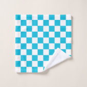 Classic aqua blue checkerboard bad handdoek (Wasdoekje)
