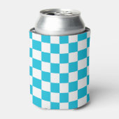 Classic aqua blue checkerboard blikjeskoeler (Blikje Voorkant)