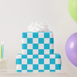 Classic aqua blue checkerboard cadeaupapier