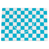Classic aqua blue checkerboard groot cadeauzakje (Voorkant)