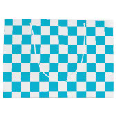 Classic aqua blue checkerboard groot cadeauzakje (Achterkant)