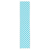 Classic aqua blue checkerboard korte tafelloper (Voorkant)