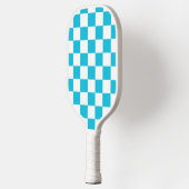 Classic aqua blue checkerboard pickleball paddle (Links)