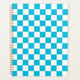 Classic aqua blue checkerboard planner