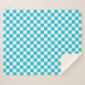 Classic aqua blue checkerboard sherpa deken (Voorkant (horizontaal))